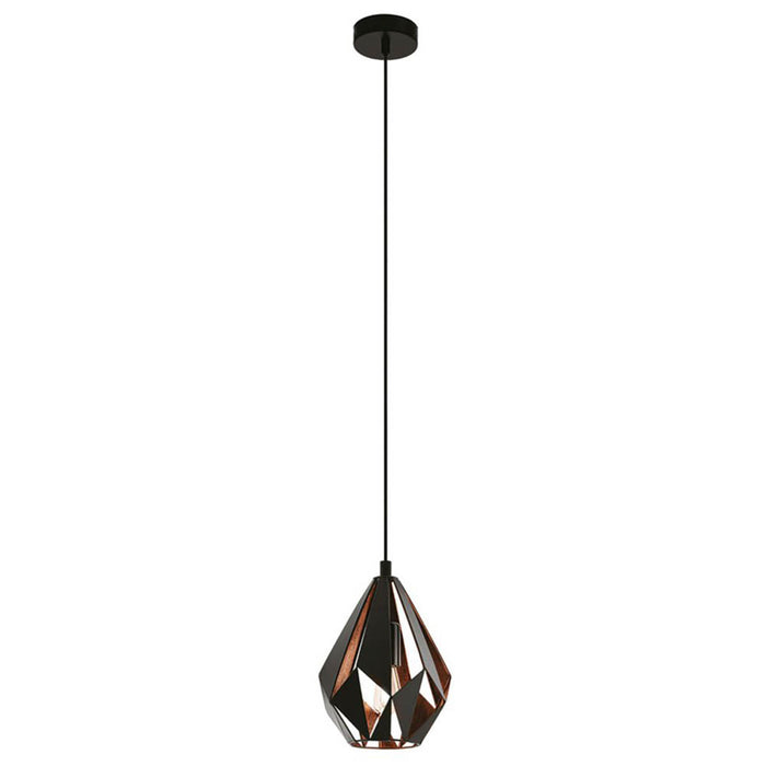 Pendant Ceiling Light Diamond Shape Black/Copper Metal Geometric Vintage Modern - Image 1