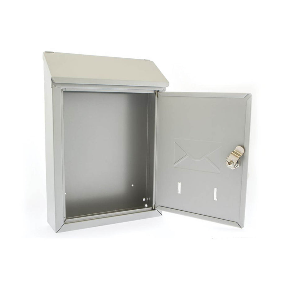 Post Box Letter Mailbox Silver Compact Steel Lockable 2 Keys Nameplate Outdoor - Image 3