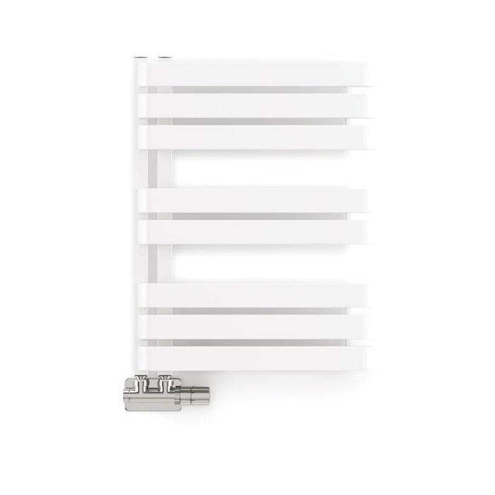 Designer Towel Rail Radiator Compact Wall Mounted 655 x 500mm White 1535BTU - Image 2