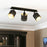 Ceiling Spotlight Bar 3-Way Black Fabric Lampshades Adjustable Heads Modern - Image 2