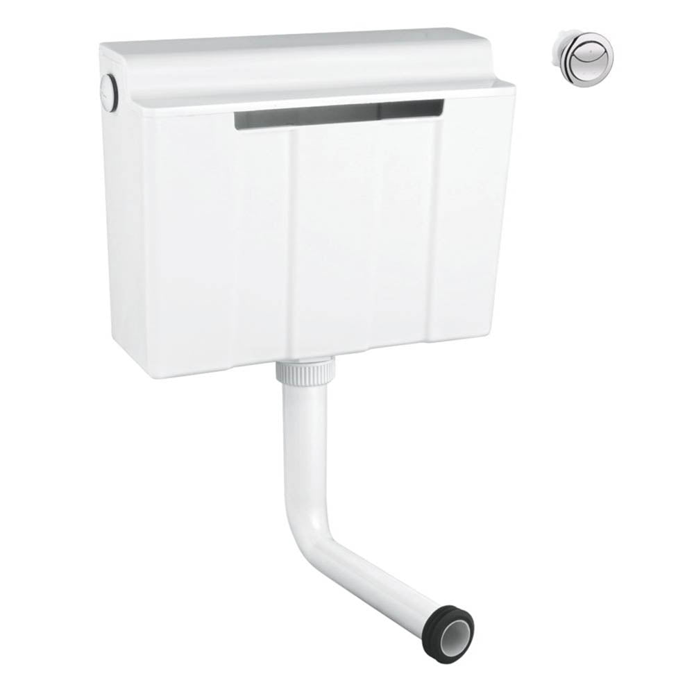 Concealed Toilet Cistern Tank WC Dual Flush 3 - 6Ltr White Chrome Push Button - Image 1