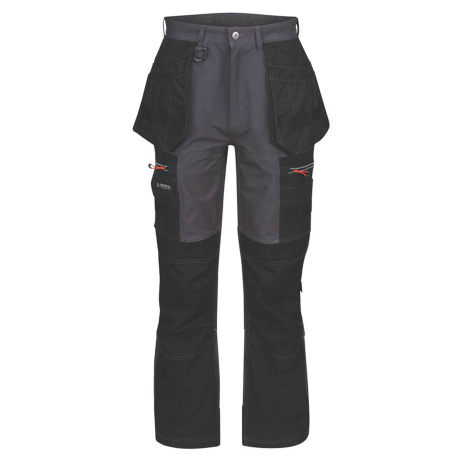 Regatta Work Trousers Mens Classic Fit Grey Black Stretch Multi Pocket 46W 33L - Image 1