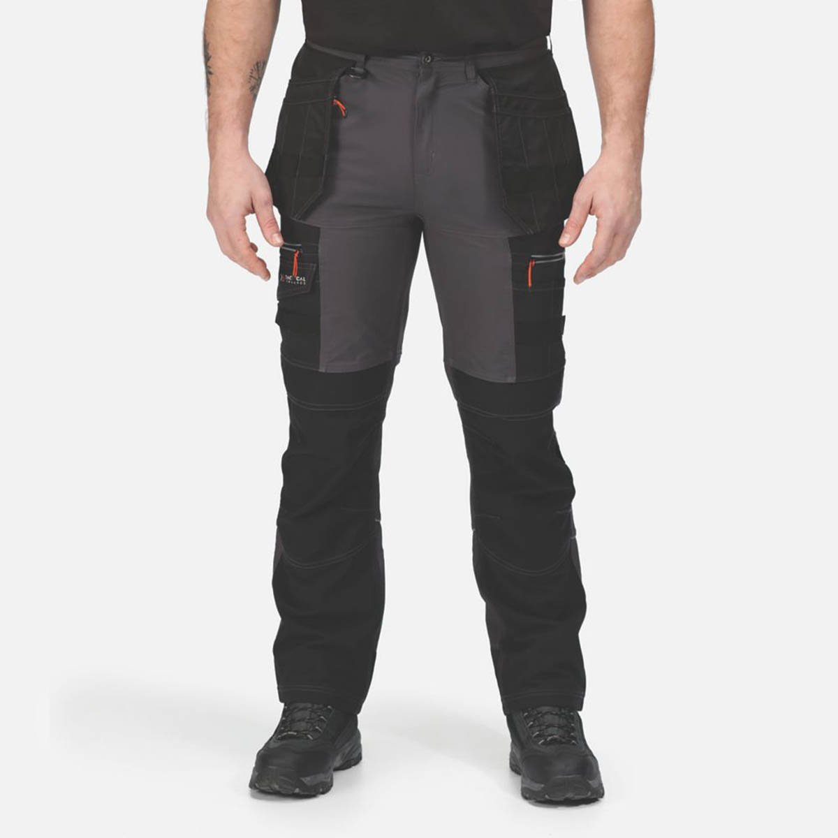 Regatta Work Trousers Mens Classic Fit Grey Black Stretch Multi Pocket 46W 33L - Image 3
