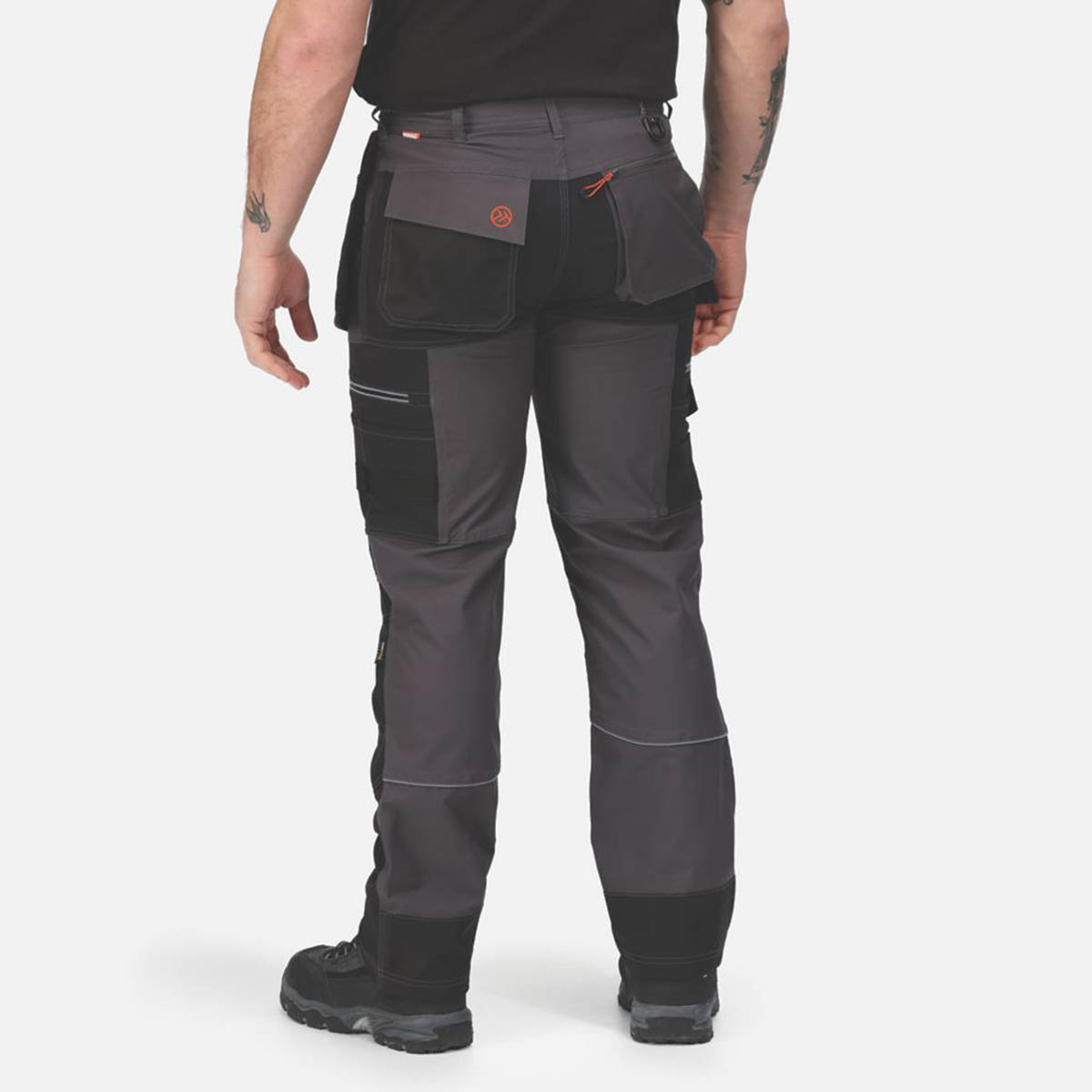 Regatta Work Trousers Mens Classic Fit Grey Black Stretch Multi Pocket 46W 33L - Image 4