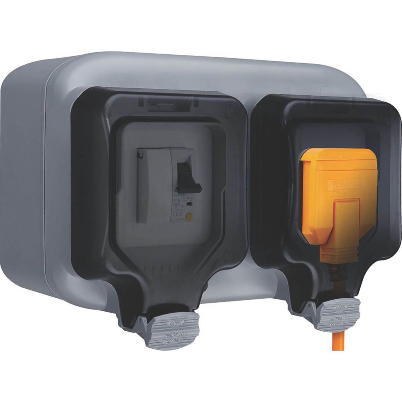 Masterplug Plug Socket Outdoor Unswitched 1 Gang 13A IP66 Waterproof With RCBO - Image 2