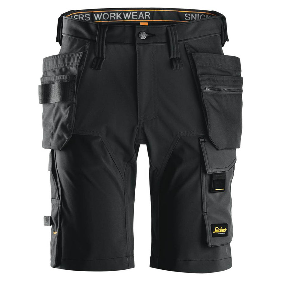 Snickers Work Shorts Mens Black Stretch Breathable Multi Pockets Cargo 38"W - Image 1