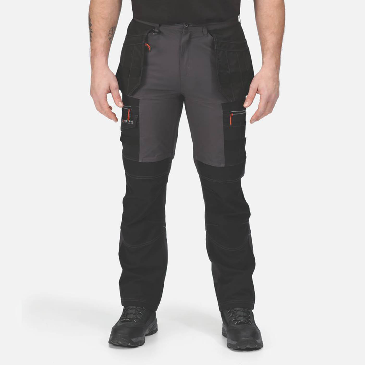 Regatta Work Trousers Mens Classic Fit Grey Black Stretch Multi Pockets 44W 29L - Image 3