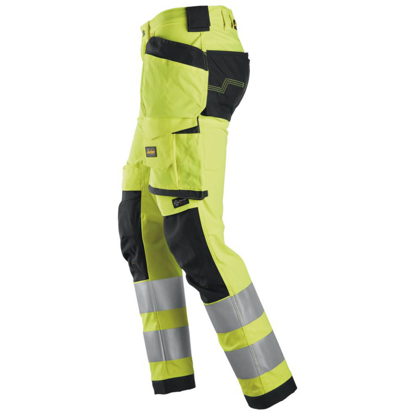 Snickers Hi-Vis Work Trousers Mens Slim Fit Yellow Reflective Cargo 35W 32L - Image 3