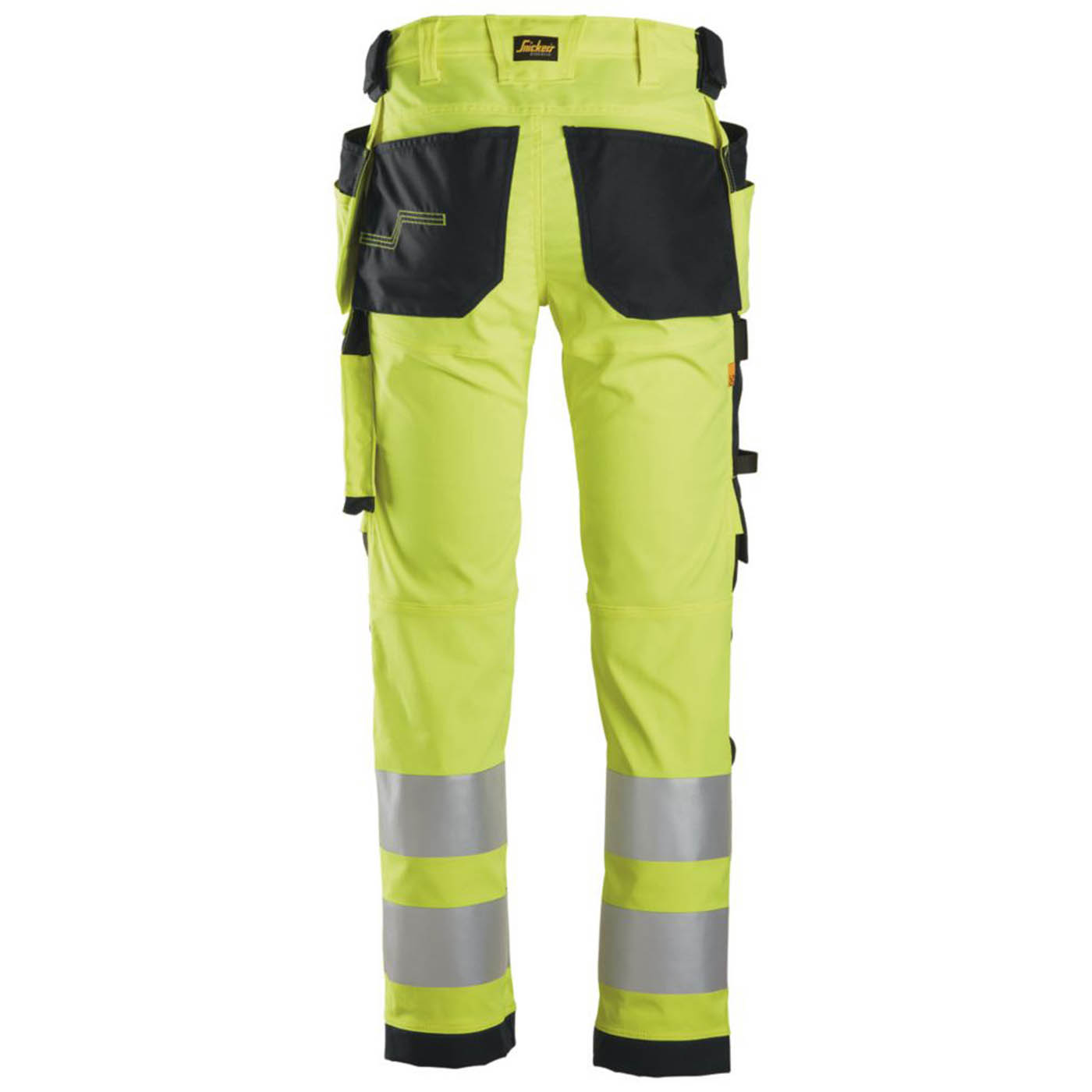 Snickers Hi-Vis Work Trousers Mens Slim Fit Yellow Reflective Cargo 35W 32L - Image 4