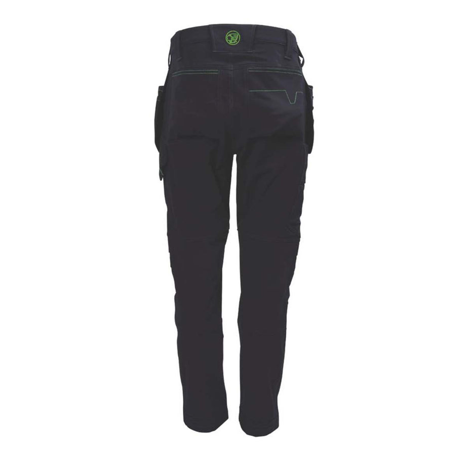 Work Trouser Mens Slim Fit Black Stretch Multi Pocket Breathable Cargo 34W 29L - Image 2