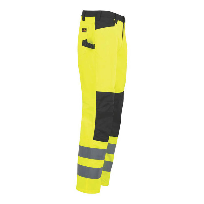 Hi-Vis Trousers Yellow Black Pockets Reflective Reinforced Knees 36" W 32" L - Image 3