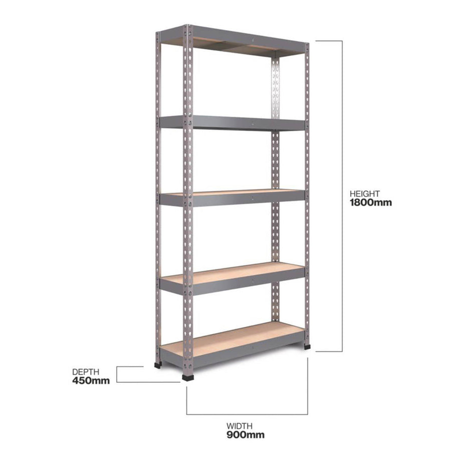 RB Boss Garage Shelving Unit 5 Tier Metal Galvanised 900mm x 450mm x 1800mm - Image 4
