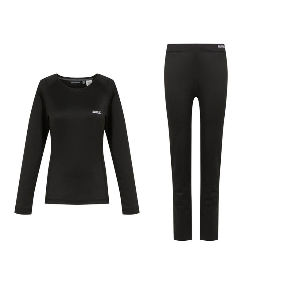 Regatta Thermal Baselayer Set Womens Slim Fit Seamless Comfortable Black Size 10 - Image 1