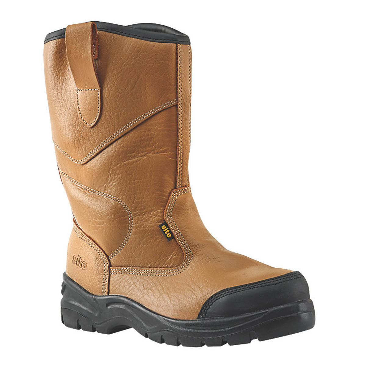 Site Safety Rigger Boots Mens Wide Fit Tan Leather Fur Lined Steel Toe Size 9 - Image 1
