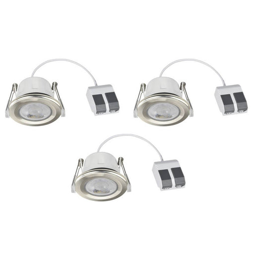 LED Downlight Fixed Fire Rated Smart RGB Brushed Chrome Dimmable 520lm 3 Pack - Image 1