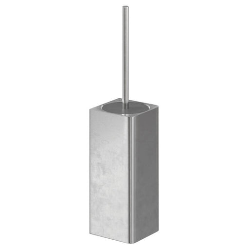 Bathroom Toilet Brush Holder Rubber Bristles Steel Brushed Chrome Square - Image 1