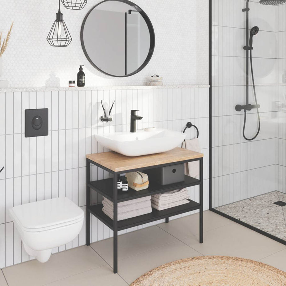 Grohe Bathroom Basin Tap Mono Mixer Matt Black Single Lever Pop Up Waste Modern - Image 2