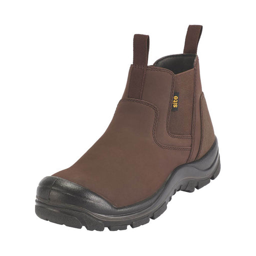 Mens Safety Dealer Boots Brown Steel Toe Slip On Ankle Comfort Durable Size 7 - Image 1