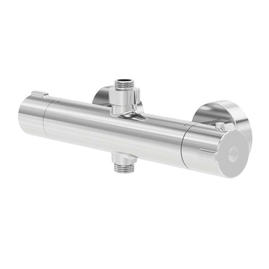 Bathroom Shower Mixer Push Button Exposed Valve Zinc Alloy Thermostatic Chrome - Image 1