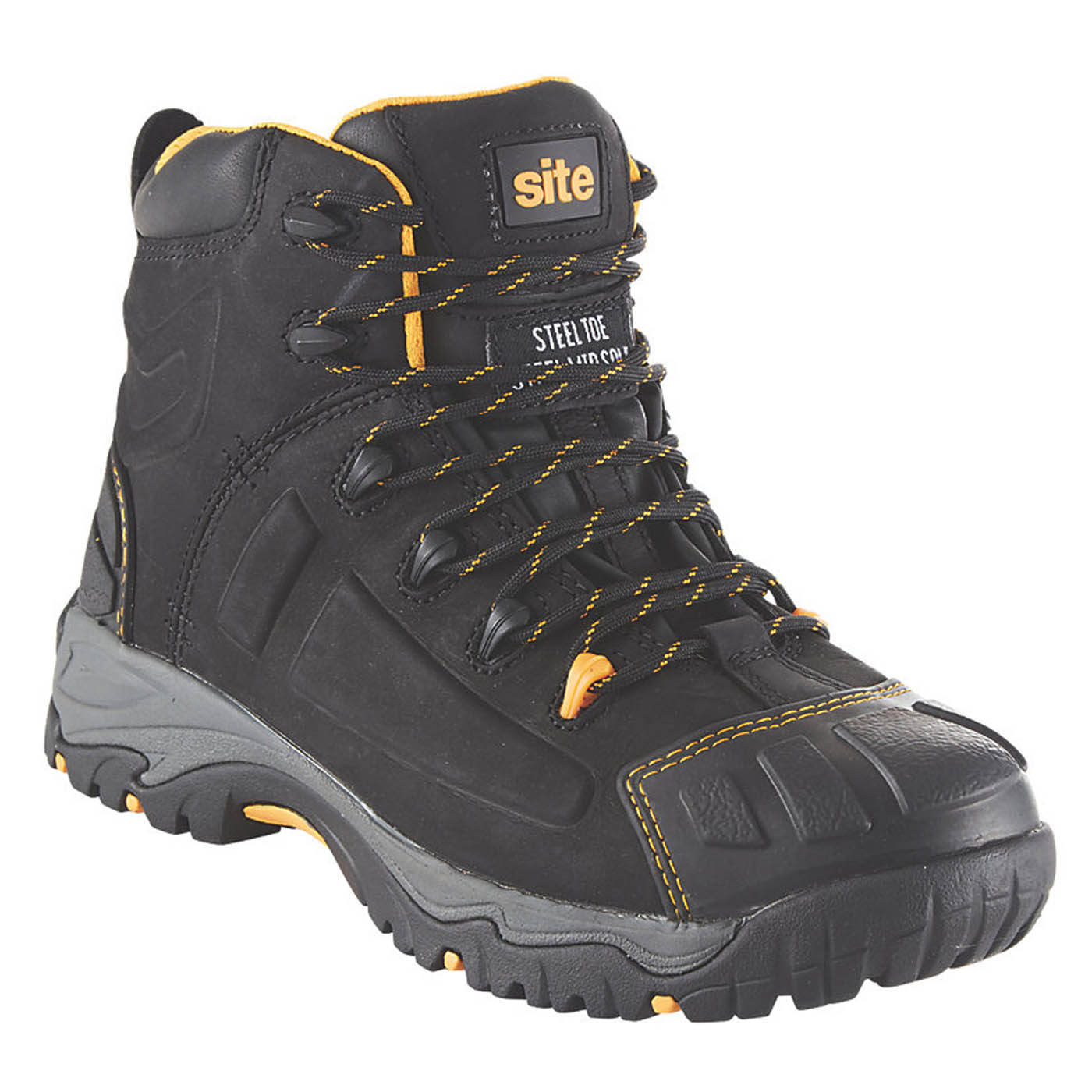 Site Safety Boots Men's Work Shoes Black Steel Toe Cap Waterproof Padded Size 8 - Image 1