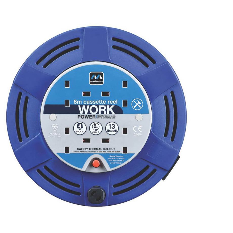 Masterplug Cassette Cable Reel 13A 4 Gang Lightweight Compact Indoor Outdoor 8m - Image 2