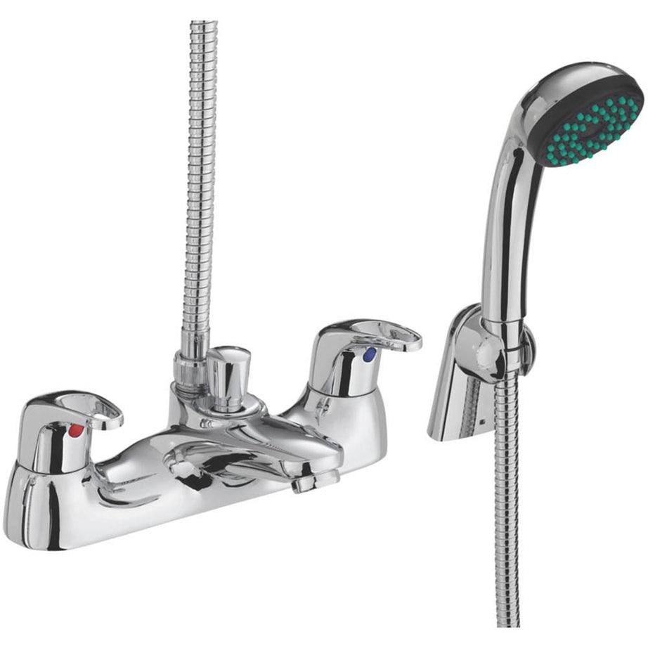 Bristan Bath Filler Tap With Hand Held Set Chrome Double Lever Round Head - Image 1
