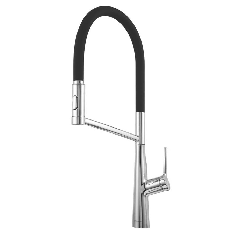 Kitchen Tap Mono Mixer Pull Off Single Lever Chrome Dual Spout Contemporary - Image 1