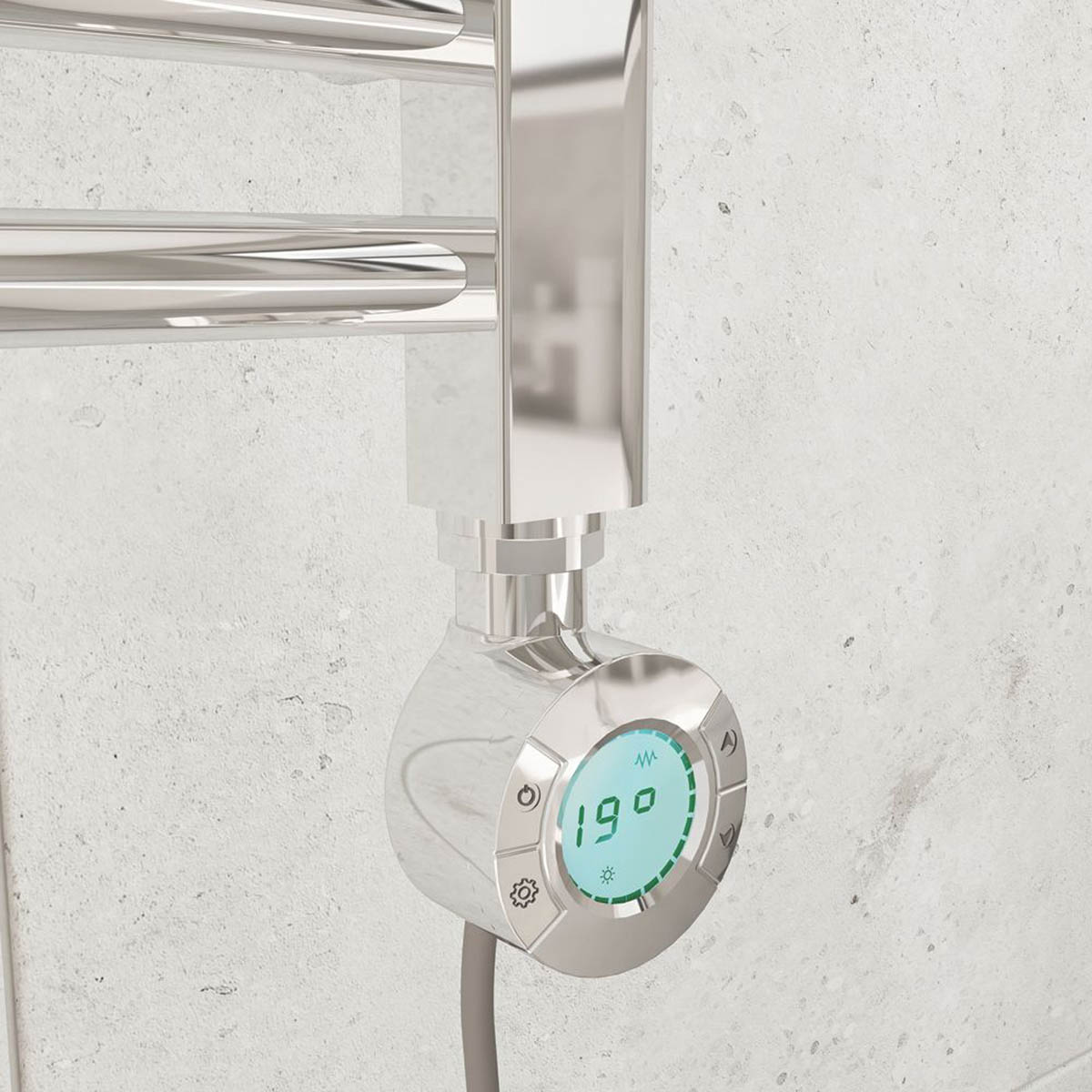 Flomasta Electric Towel Rail Radiator Chrome Flat Bathroom Warmer (H)120x(W)40cm - Image 3