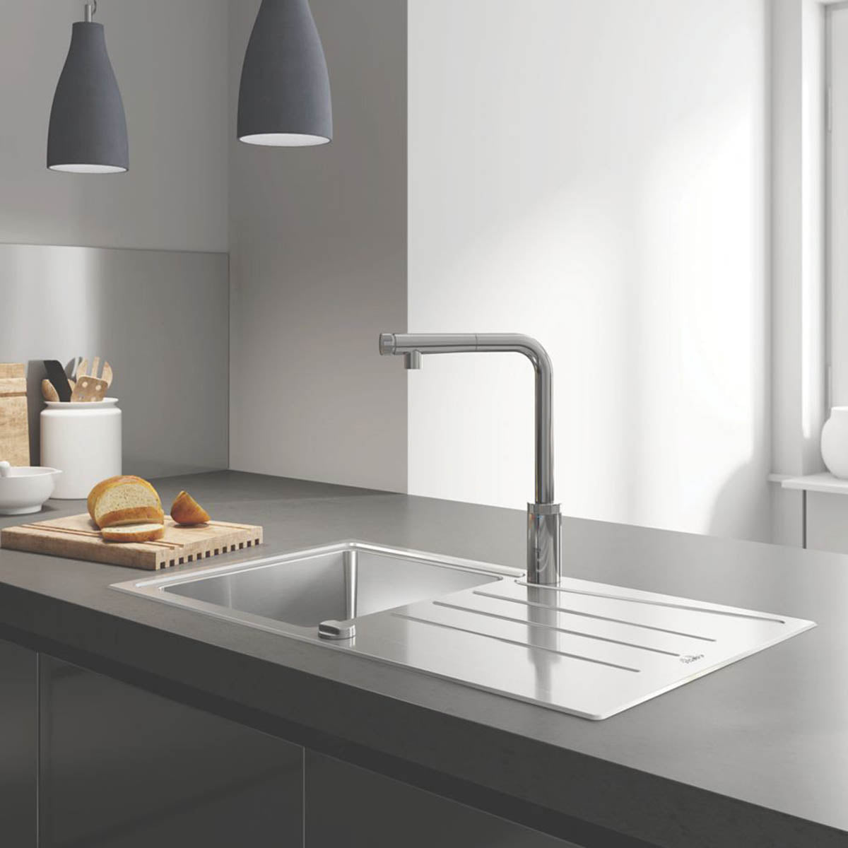 Grohe Kitchen Mixer Tap Pull-Out Spout Smartcontrol Push Button Chrome Modern - Image 6