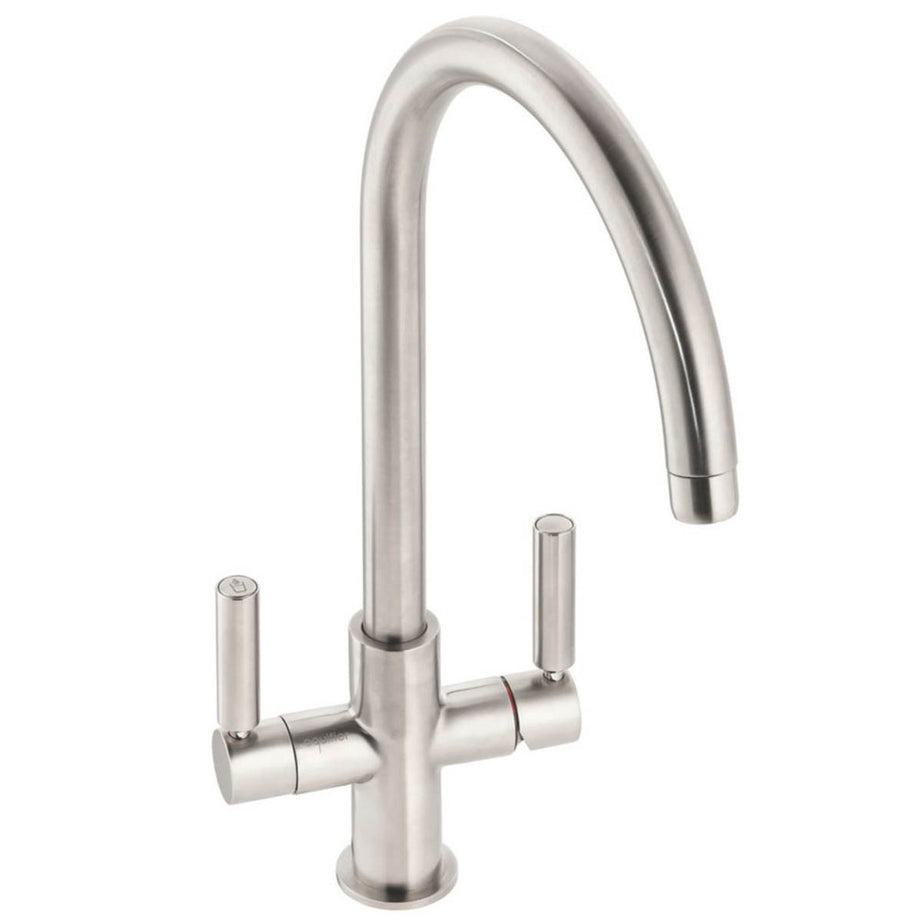 Abode Kitchen Filter Tap Monobloc Mixer 3 Way Double Lever Brushed Nickel - Image 2