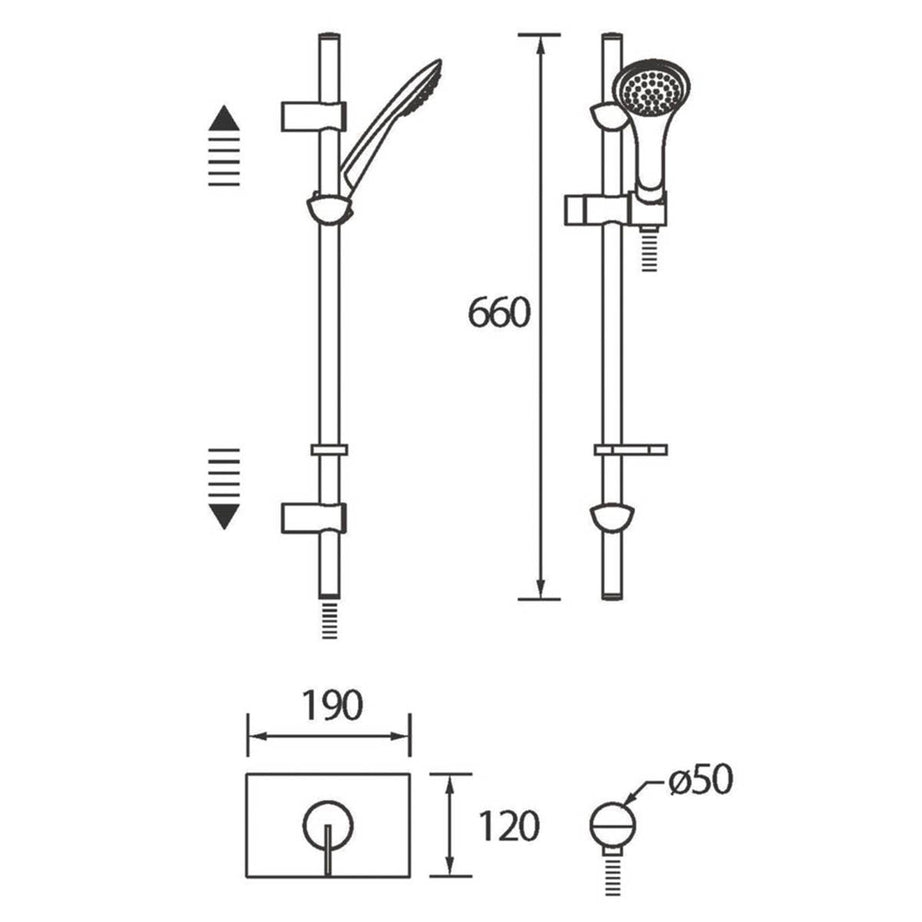 Bristan Mixer Shower Kit Thermostatic Single-Spray Pattern Chrome Concealed - Image 3