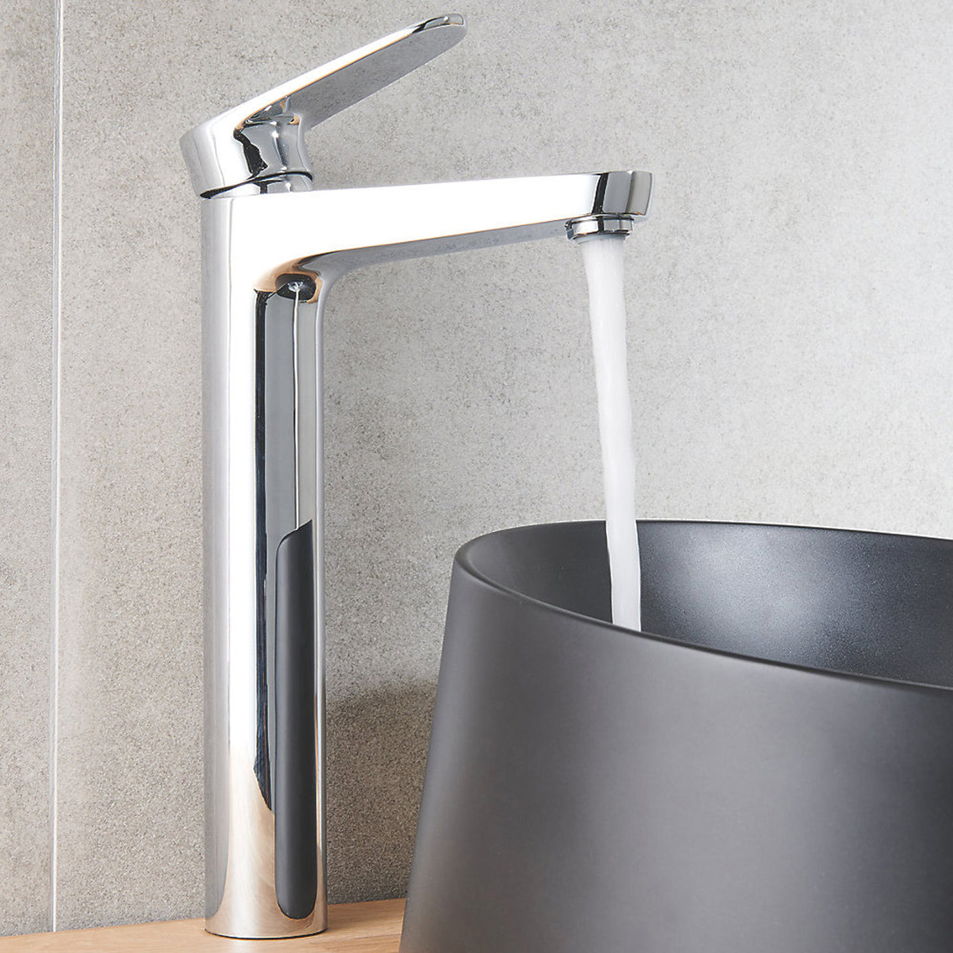 Bathroom Basin Tap Mono Mixer Tall Silver Single Lever Clicker Waste Faucet - Image 3