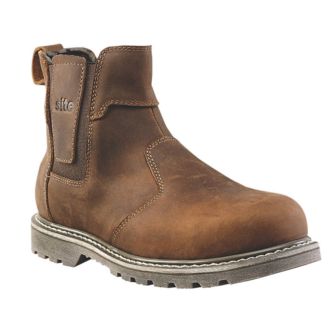 Site Dealer Safety Boots Mens Wide Fit Brown Leather Steel Toe Cap Size 10 - Image 1