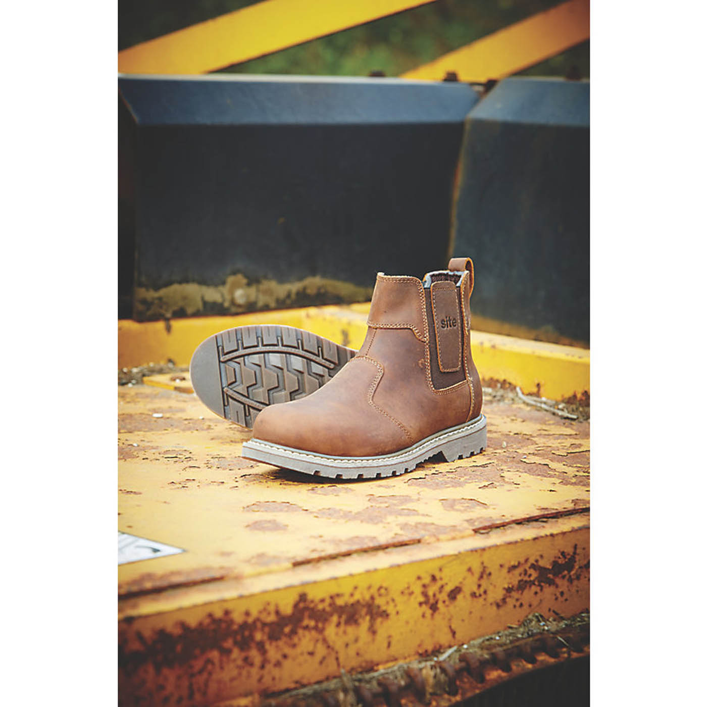 Site Dealer Safety Boots Mens Wide Fit Brown Leather Steel Toe Cap Size 10 - Image 2