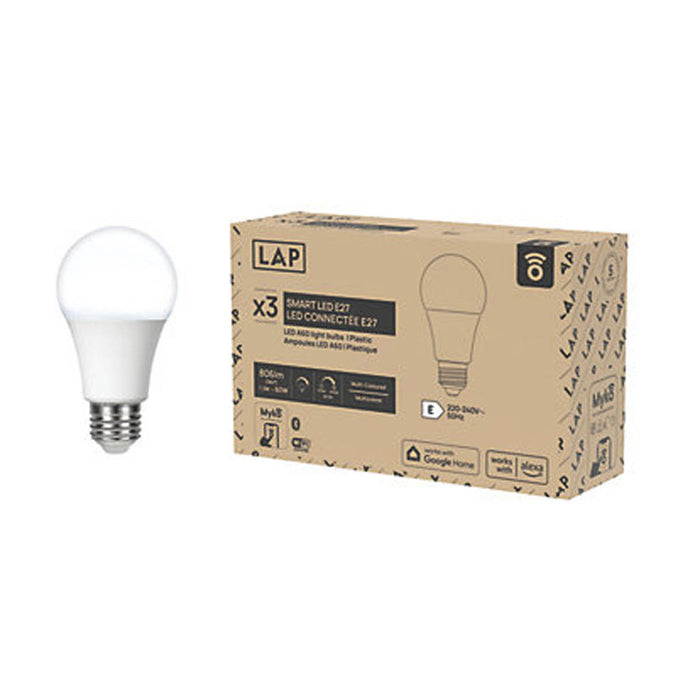 LAP  E27 A60 RGB & White LED Smart Light Bulb 7.3W 806lm 3 Pack - Image 8