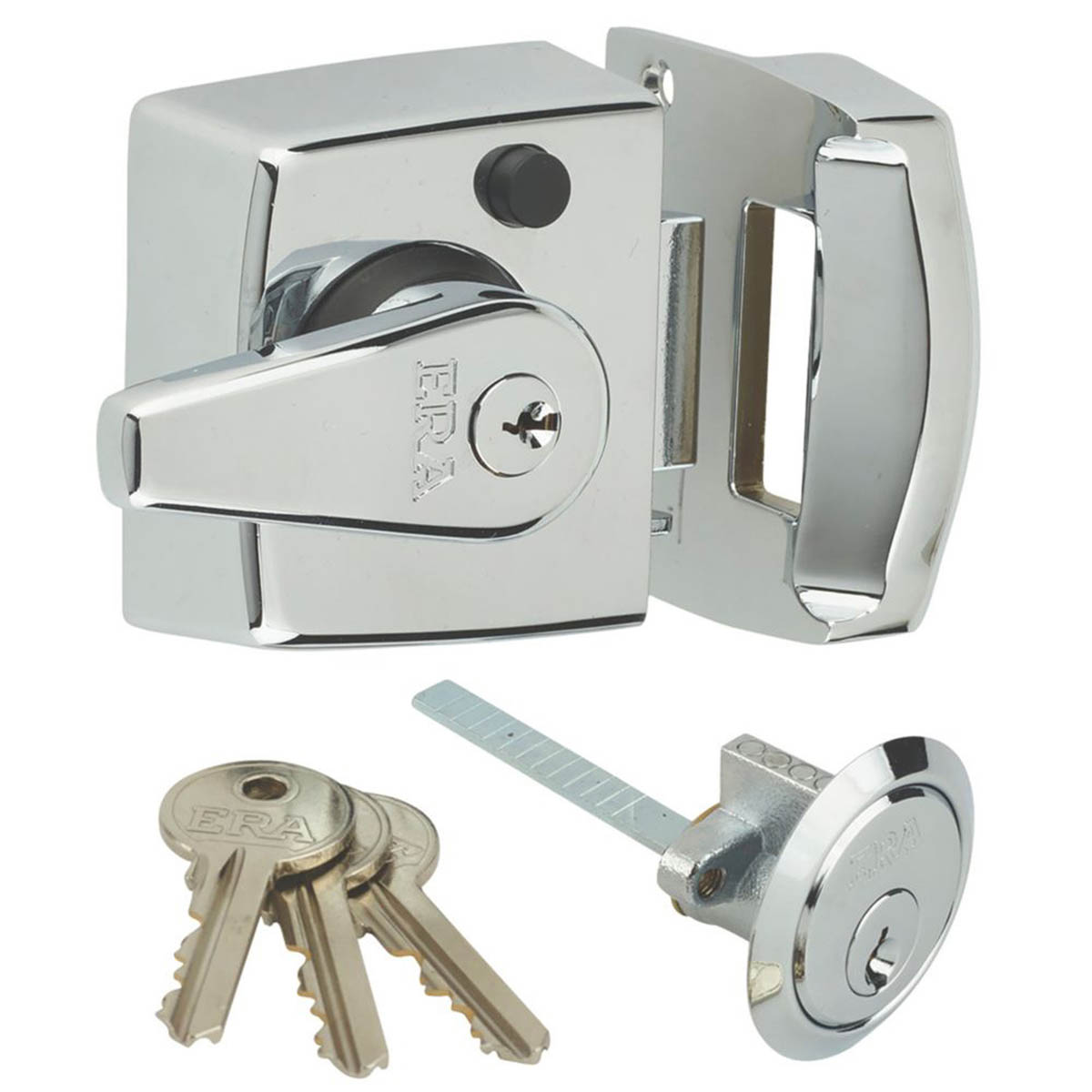 ERA Night Latch Double Locking 3 Keys Automatic Polished Chrome 40mm Backset - Image 1