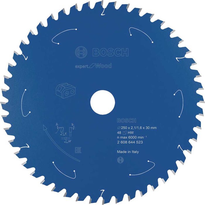 Bosch Circular Saw Blade 48T Wood Fine Cut Carbide Teeth Durable 250 x 30mm - Image 1